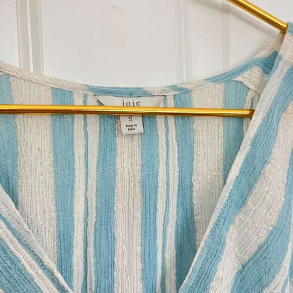 New Joie revolve mercer striped drawstring blue white sleeved dress - Picture 3 of 6